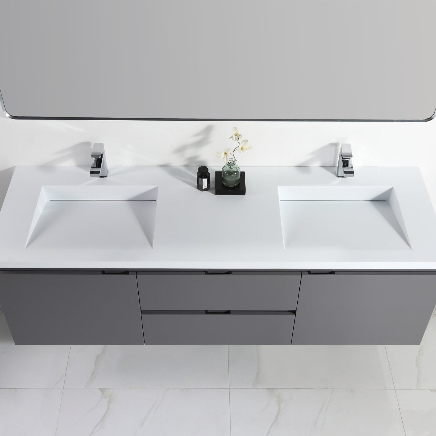 Logan 72" Double Vanity - Integrated Infinity Top