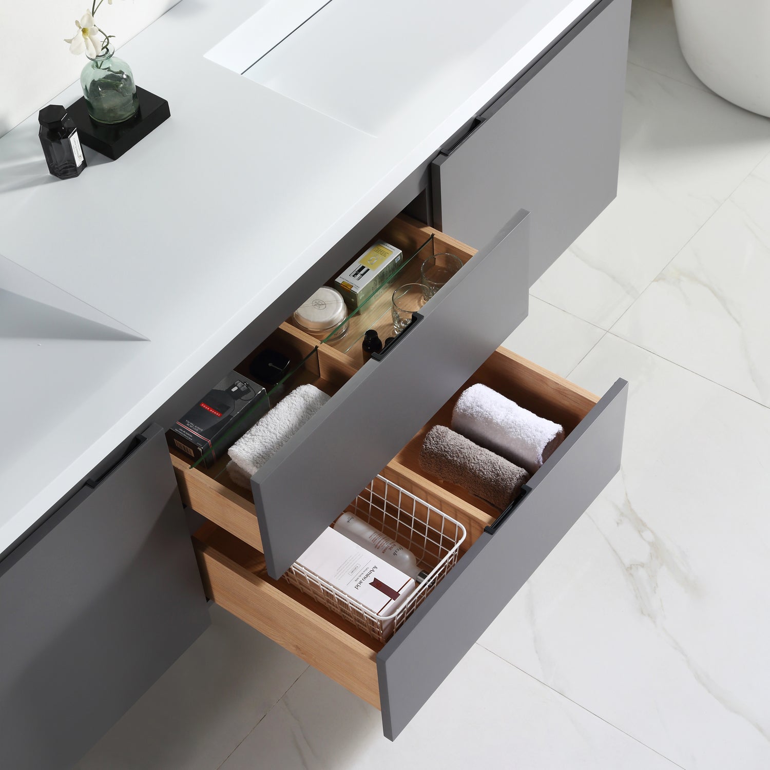Logan 72" Double Vanity - Integrated Infinity Top