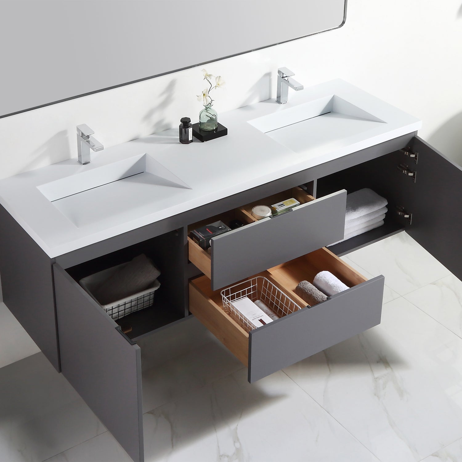 Logan 72" Double Vanity - Integrated Infinity Top