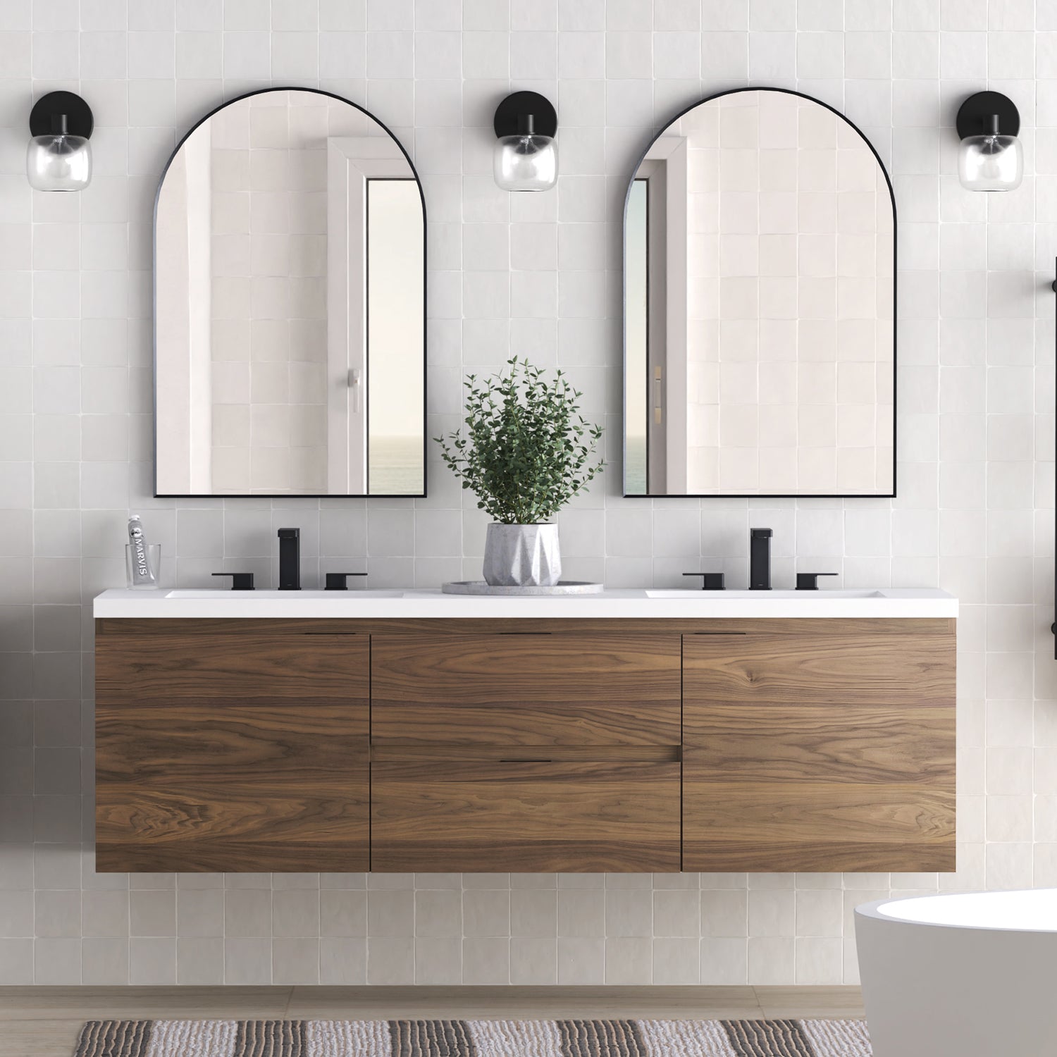 Logan 72" Double Vanity - Integrated Infinity Top