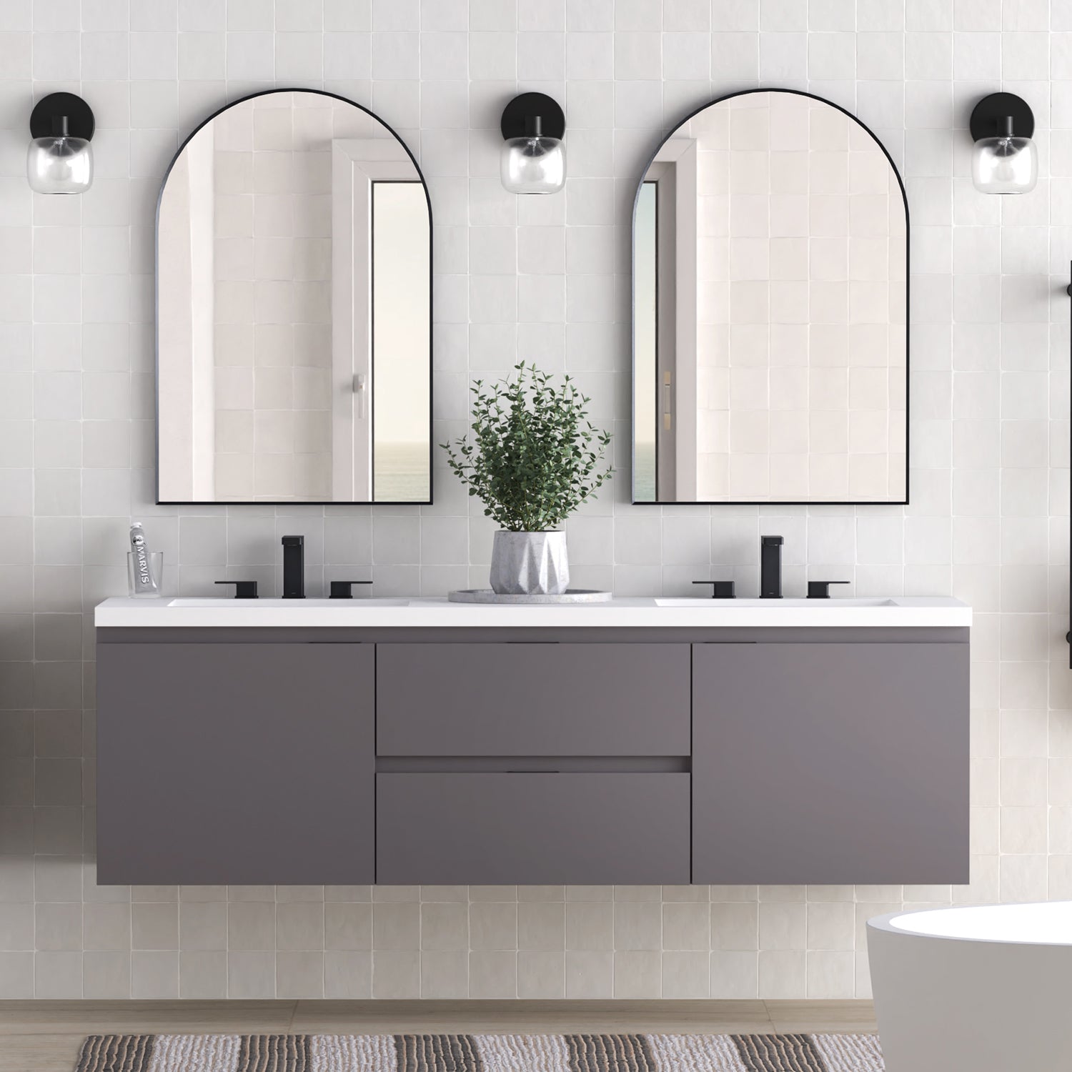 Logan 72" Double Vanity - Integrated Infinity Top