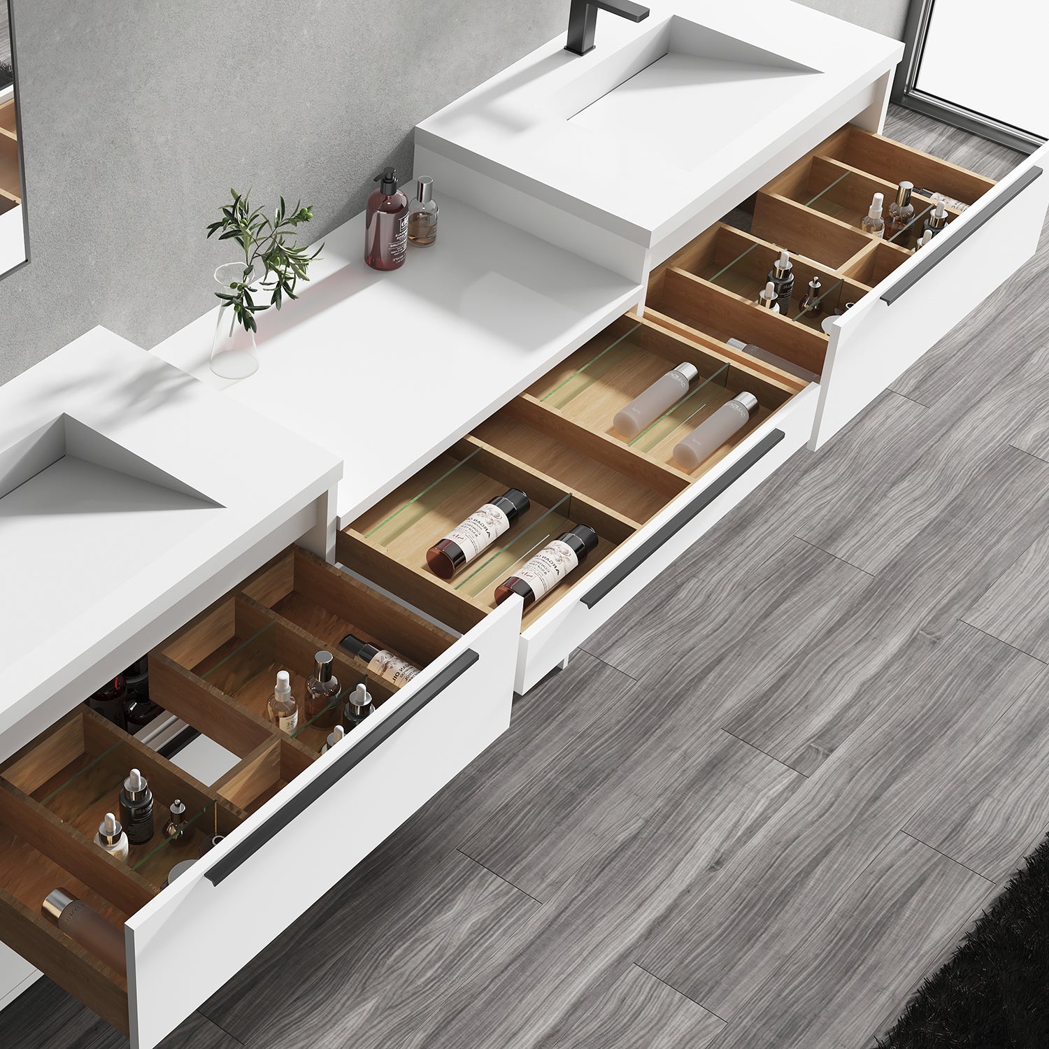 Parker Double Modular Vanity - Integrated Infinity Top