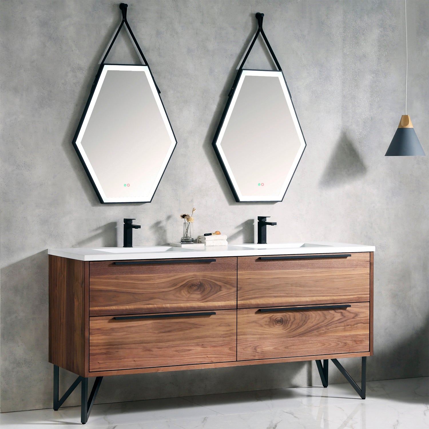 Parker 72" Double Vanity - Integrated Rectangular Top