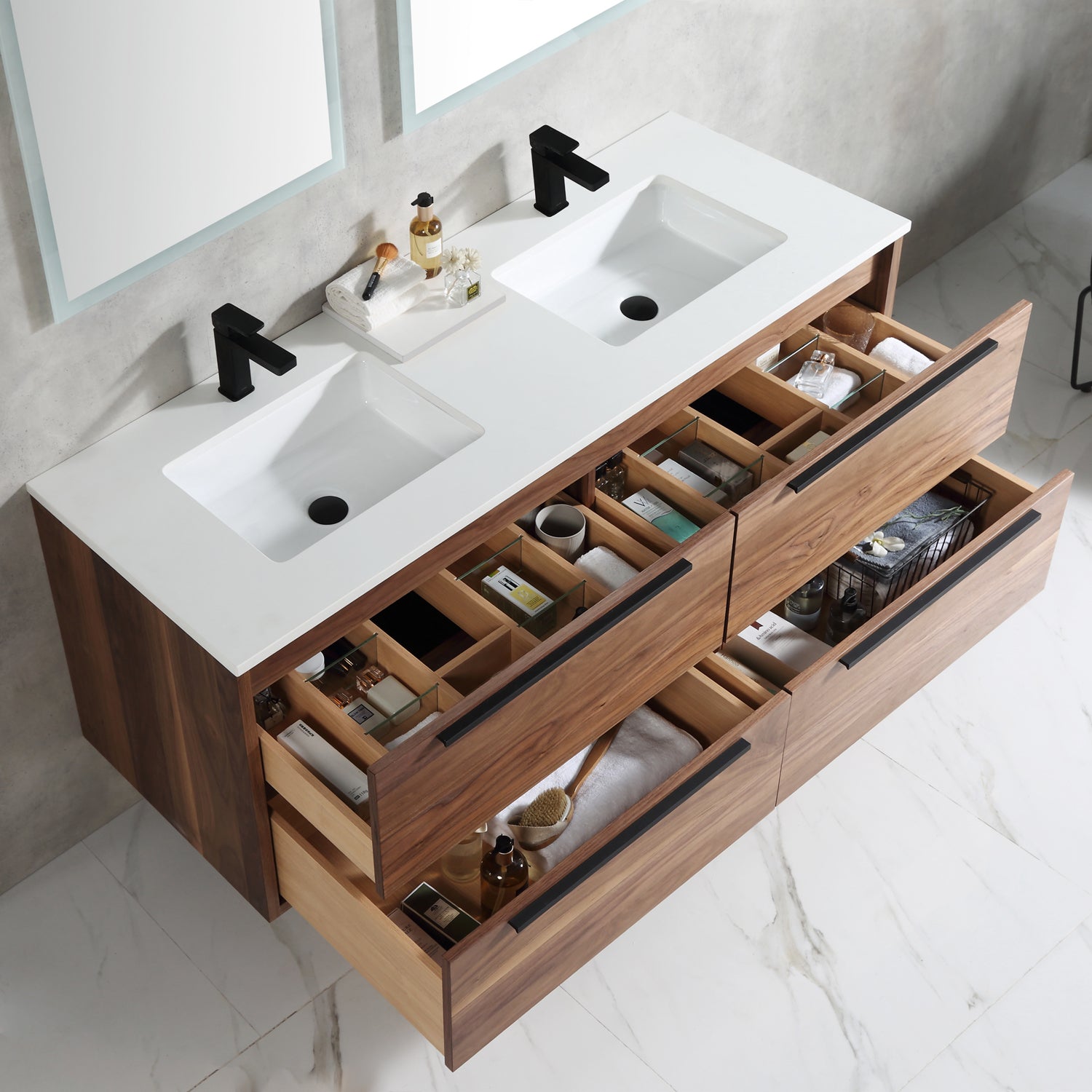 Parker 60" Double Vanity - 2cm Artificial Stone Top