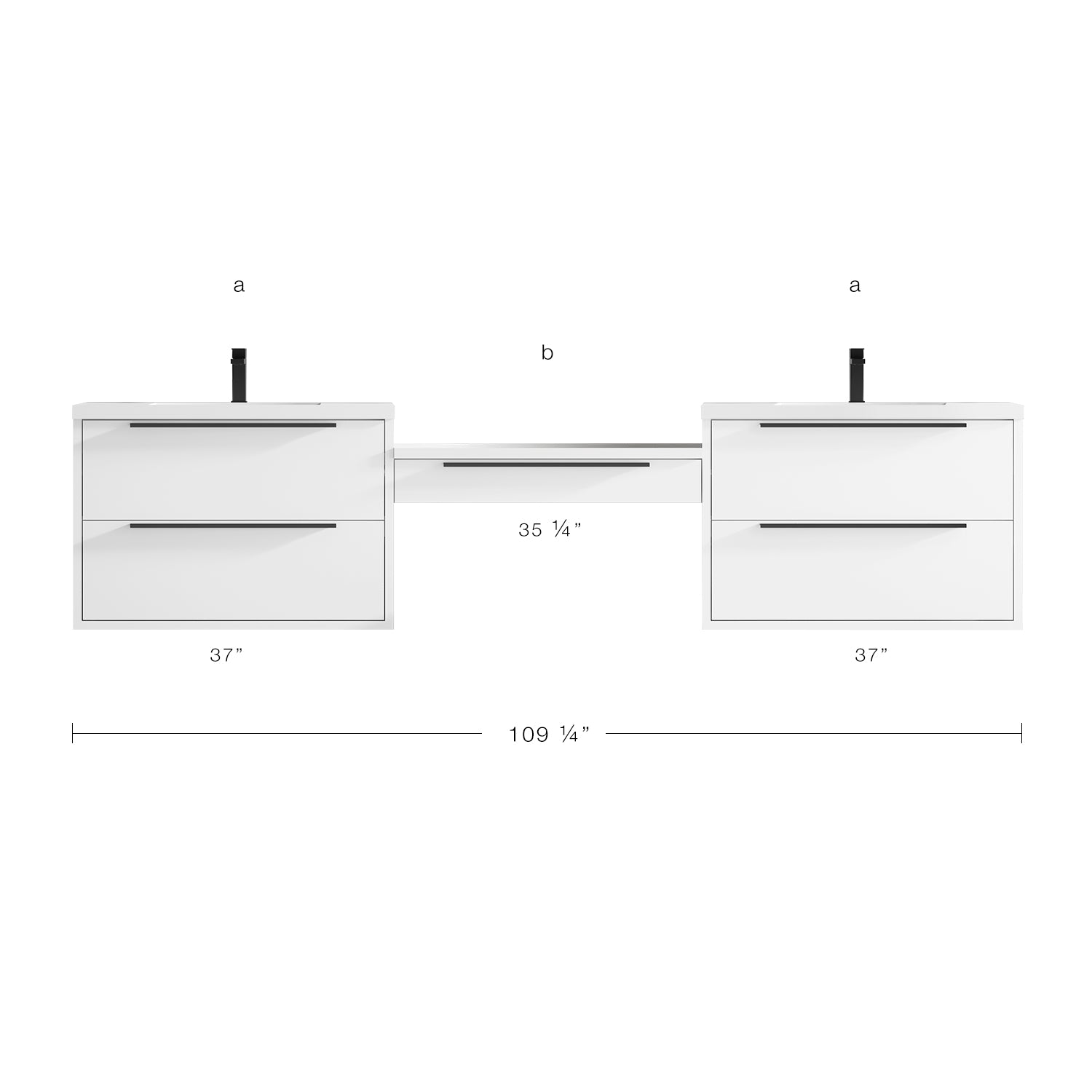 Parker Double Modular Vanity - Integrated Infinity Top