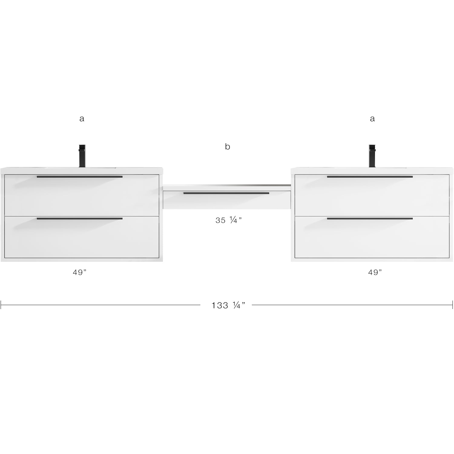 Parker Double Modular Vanity - Integrated Infinity Top