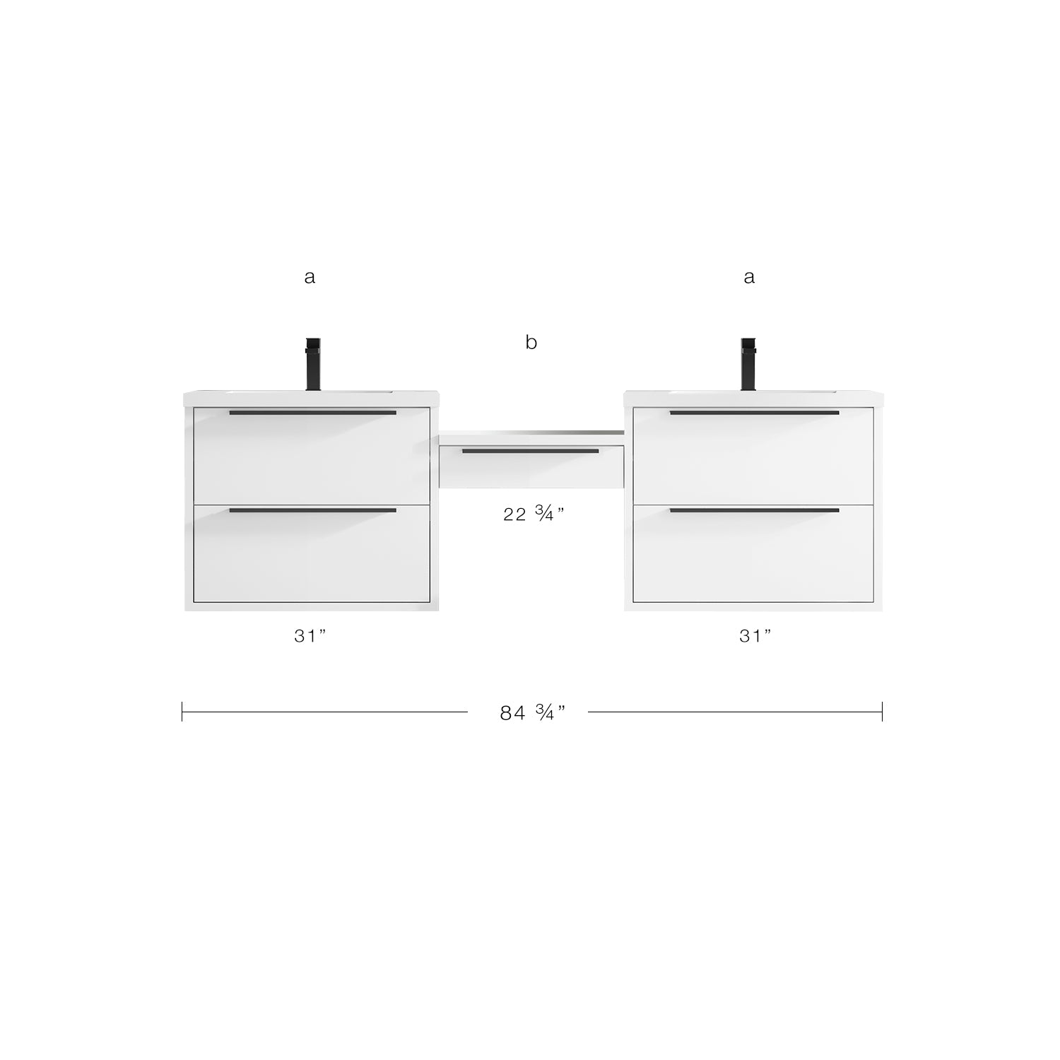 Parker Double Modular Vanity - Integrated Infinity Top
