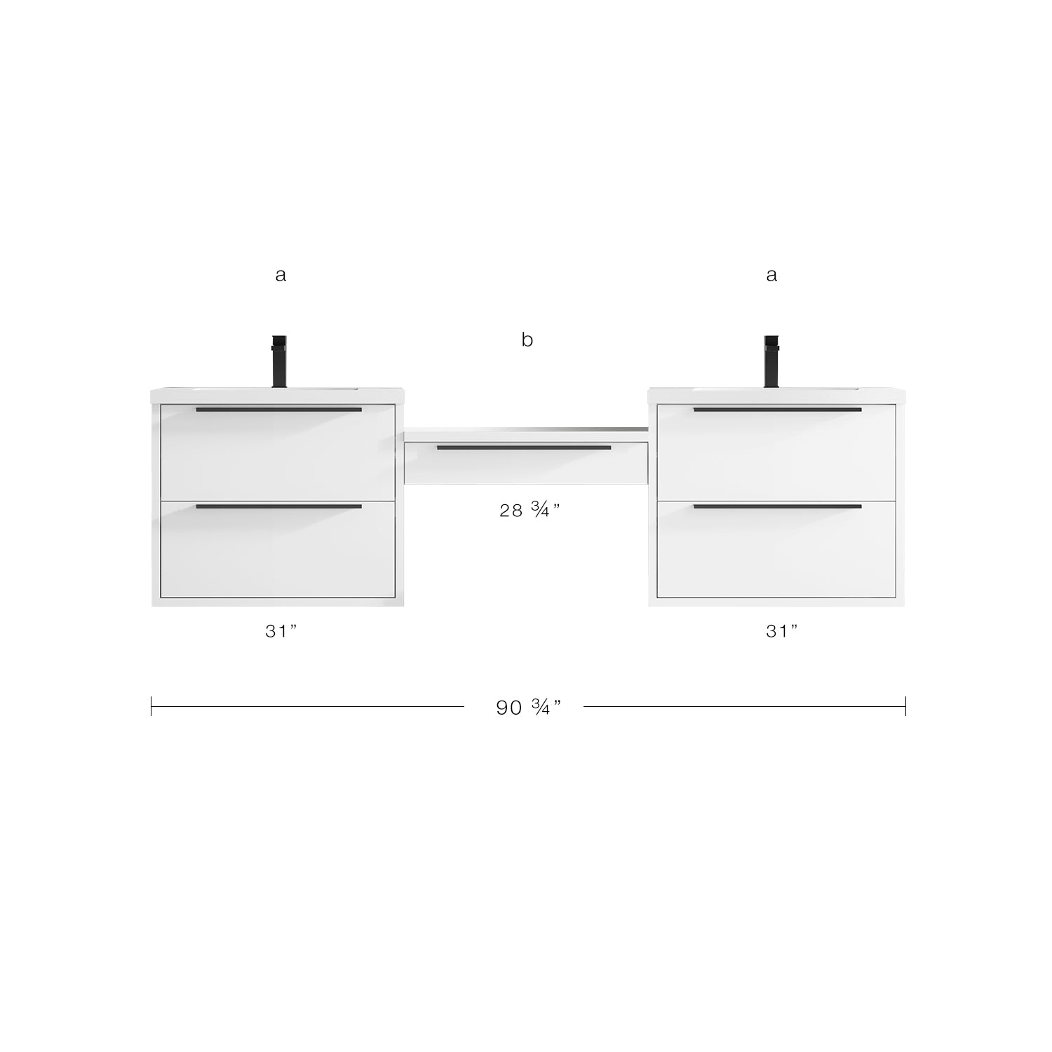 Parker Double Modular Vanity - Integrated Infinity Top