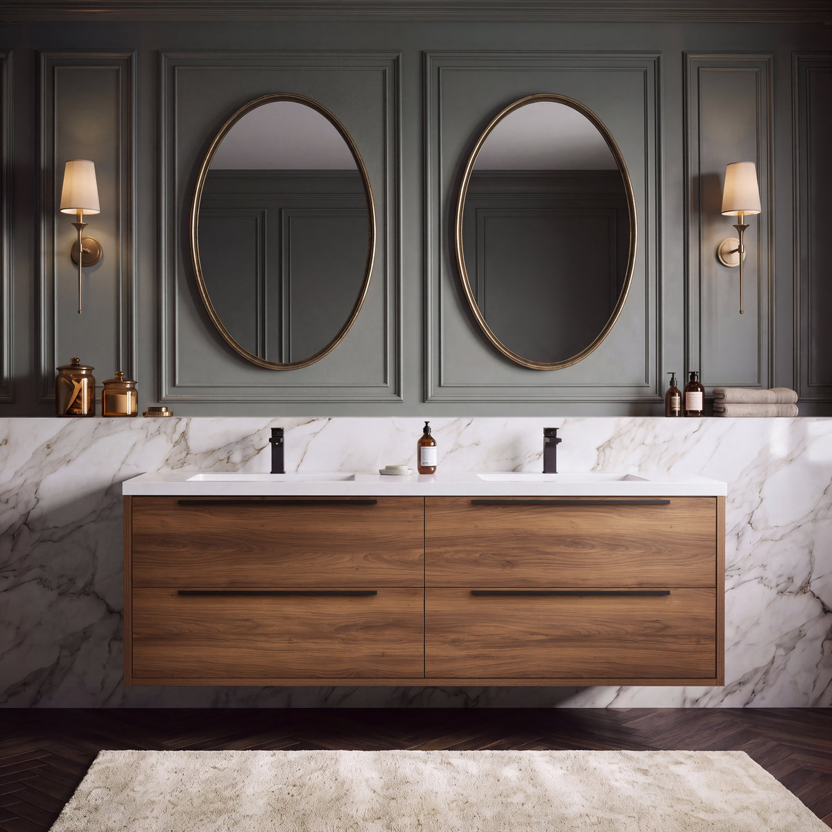 Parker 72" Double Vanity - Integrated Infinity Top