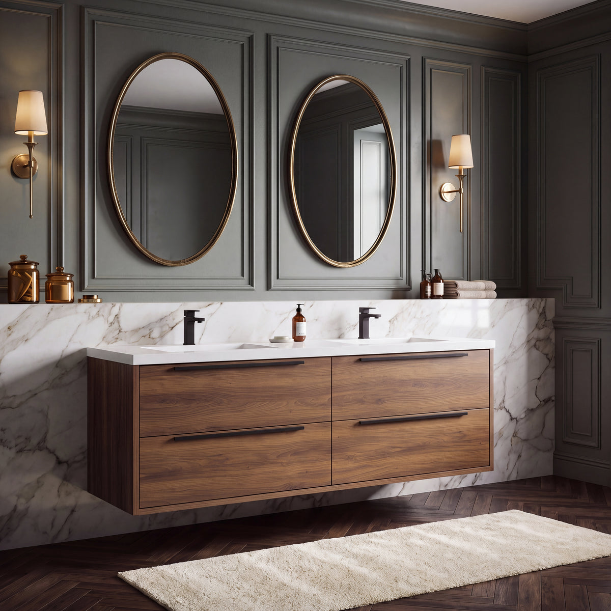 Parker 72" Double Vanity - Integrated Infinity Top