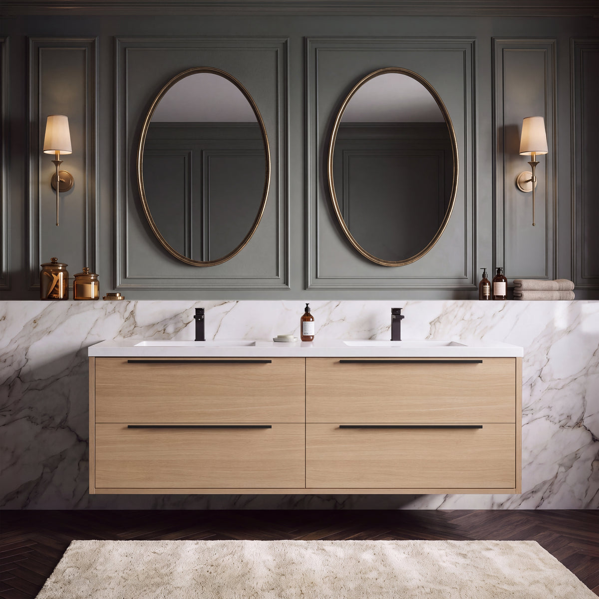 Parker 72" Double Vanity - Integrated Infinity Top