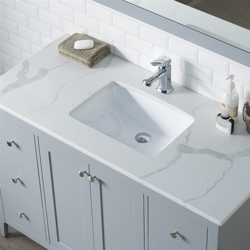 Watson 49 Quartz Stone Counter Top | Bathroom Vanity Sink with Wooden ...