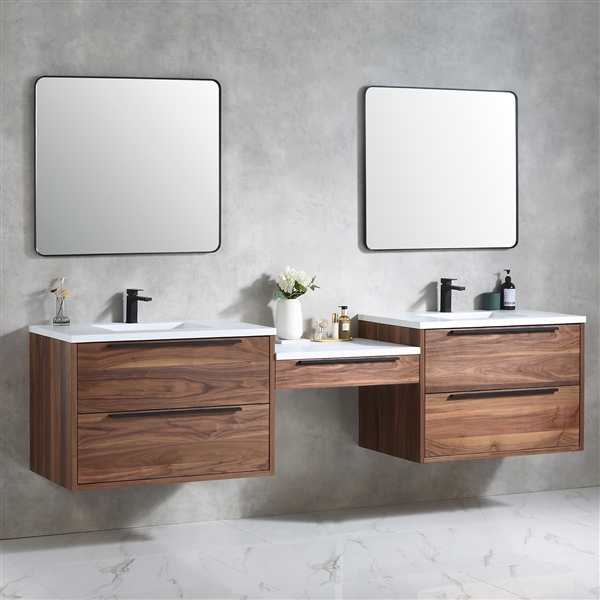 Vanity Parker Modular in Wood Colors - Solid Surface